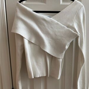 Elegant Off-Shoulder Cream Sweater